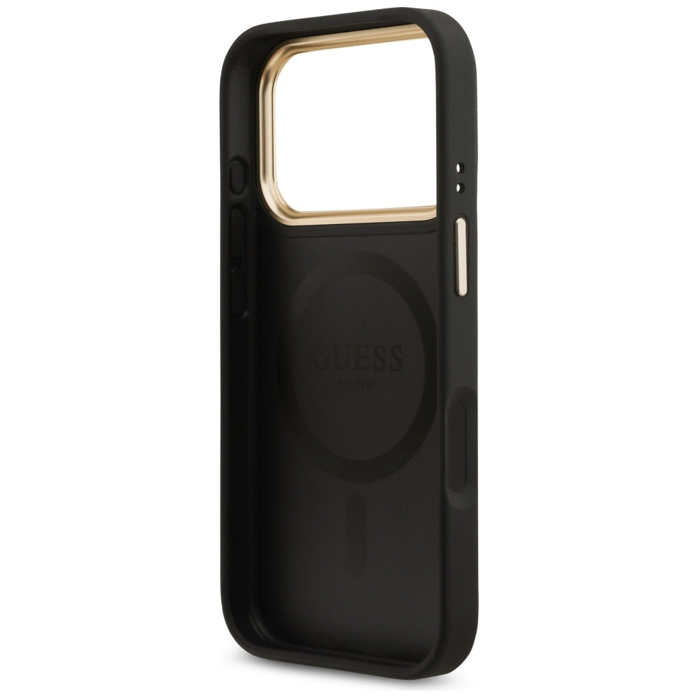 Capa MagSafe para Apple iPhone 17 Pro, Guess, Logo Strass 4G, Preta