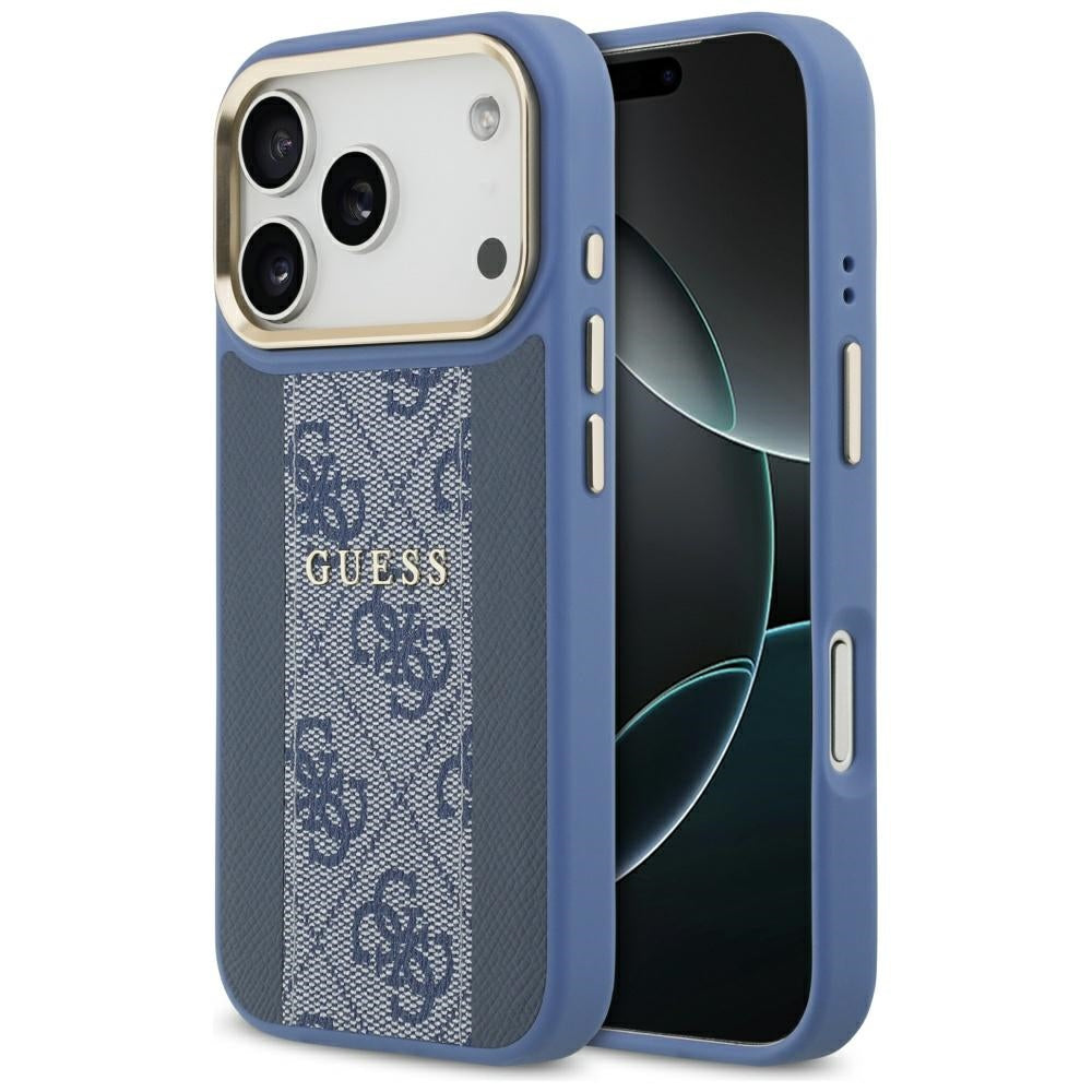 Capa MagSafe para Apple iPhone 17 Pro, Guess, 4G Stripe, Azul