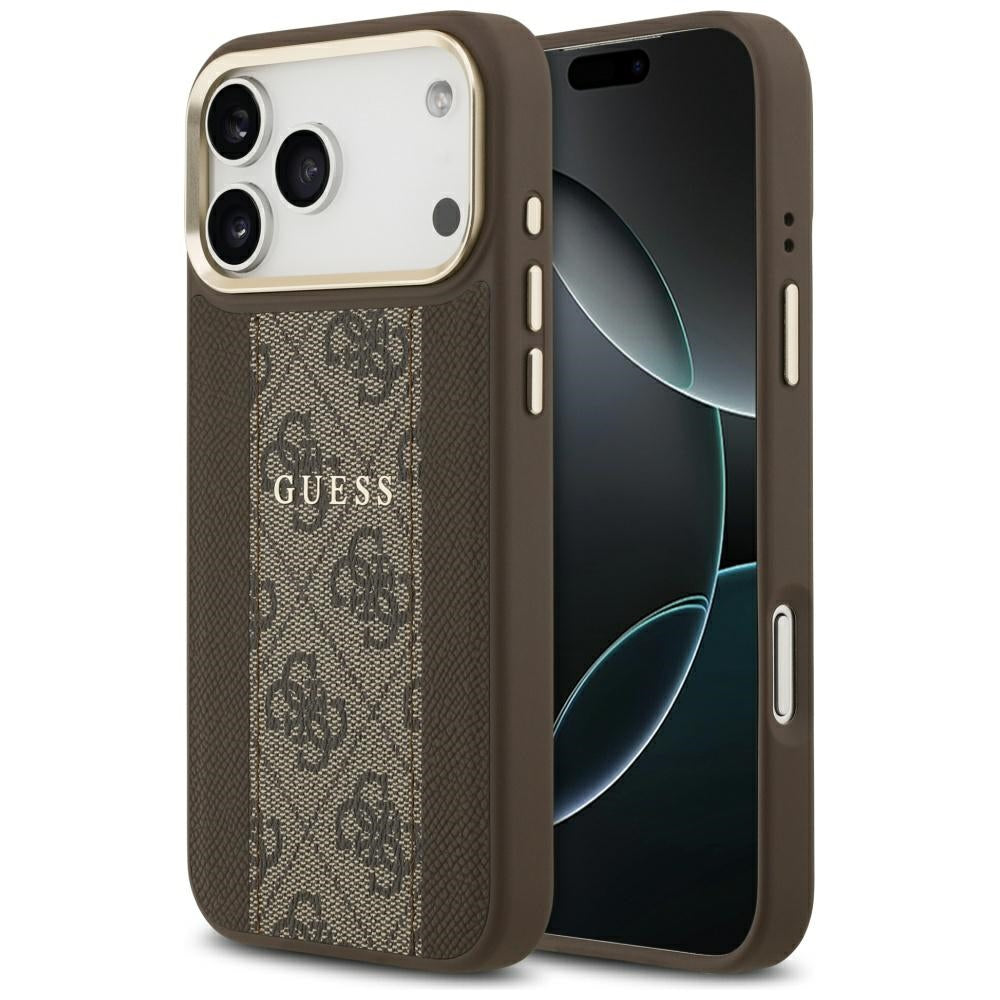 Capa MagSafe para Apple iPhone 17 Pro, Guess, 4G Stripe, Castanho