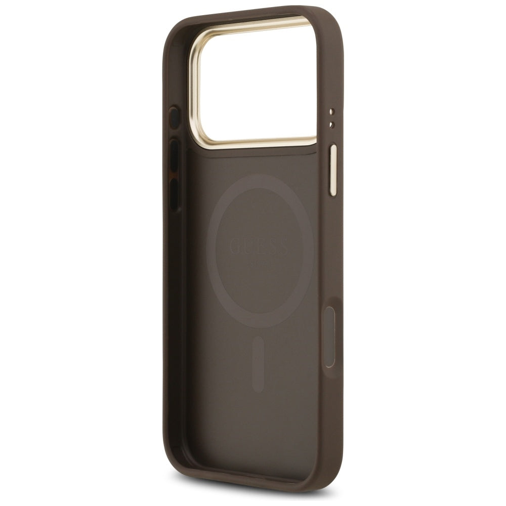 Capa MagSafe para Apple iPhone 17 Pro, Guess, 4G Stripe, Castanho