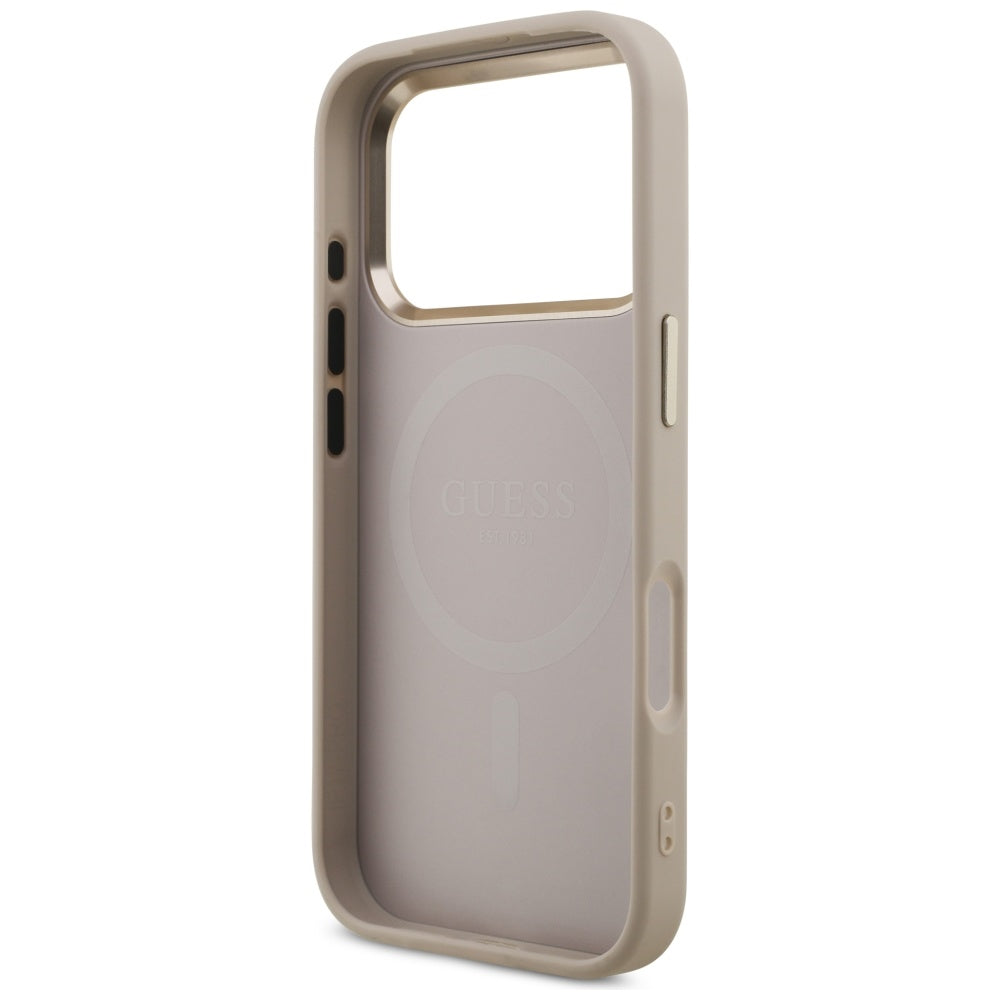 Capa MagSafe para Apple iPhone 17 Pro, Guess, Logo Triângulo 4G, Rosa Dourado