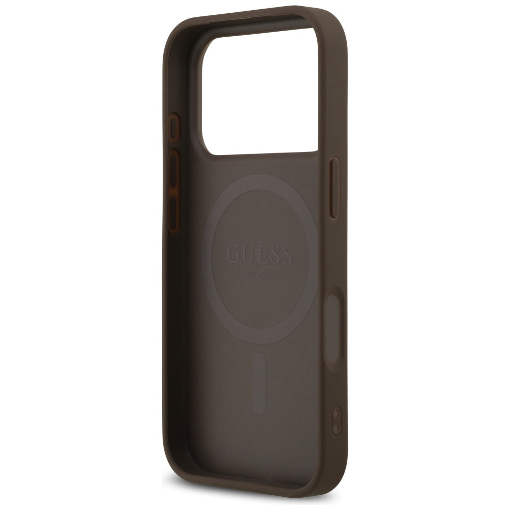 MagSafe Case for Apple iPhone 17 Pro, Guess, 4G Triangle Strass, Brown