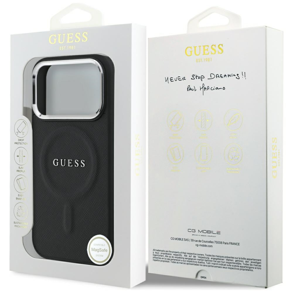Capa MagSafe para Apple iPhone 17 Pro, Guess, Classic Logo, Preta