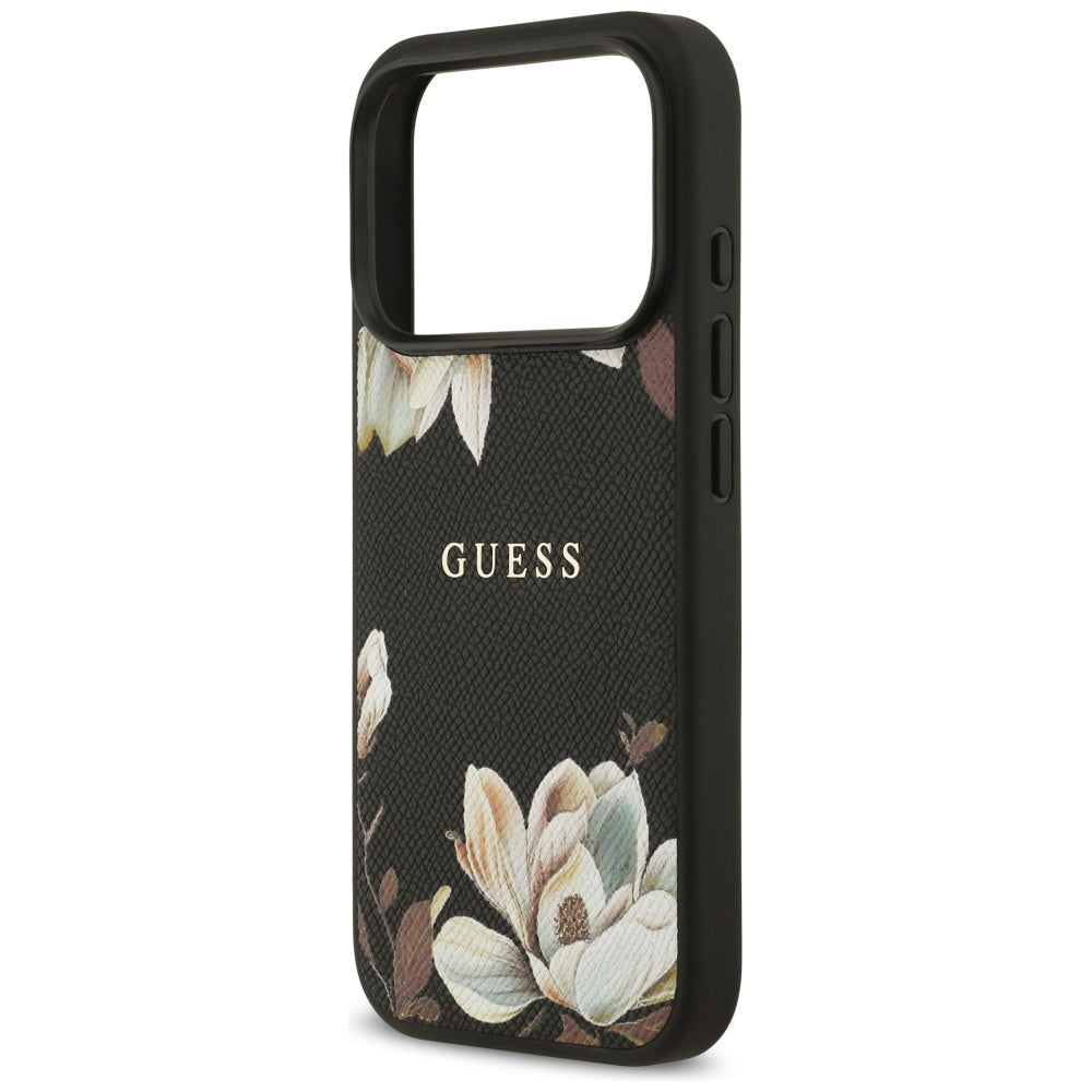 Capa MagSafe para Apple iPhone 17 Pro, Guess, Grained Flowers, Preta