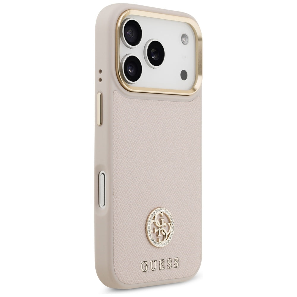 Capa MagSafe para Apple iPhone 17 Pro, Guess, Grained Strass Logo, Rosa
