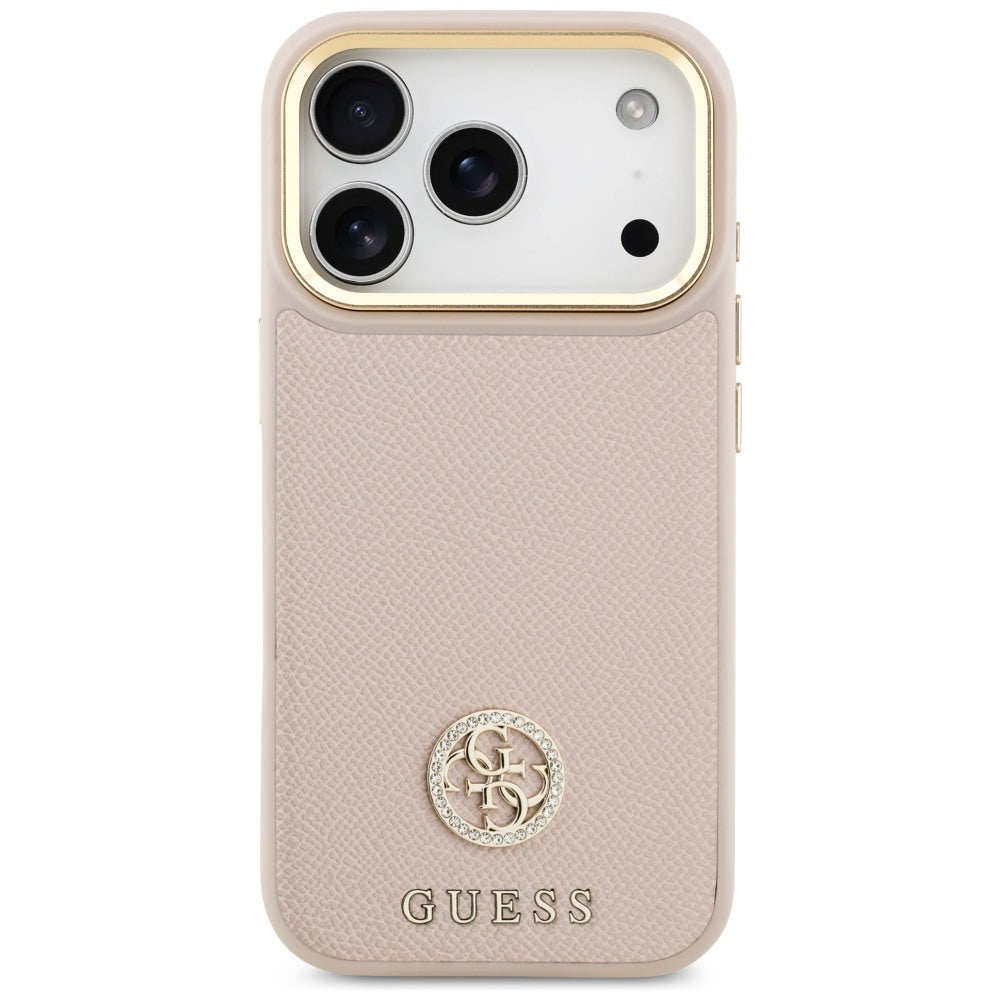 Capa MagSafe para Apple iPhone 17 Pro, Guess, Grained Strass Logo, Rosa