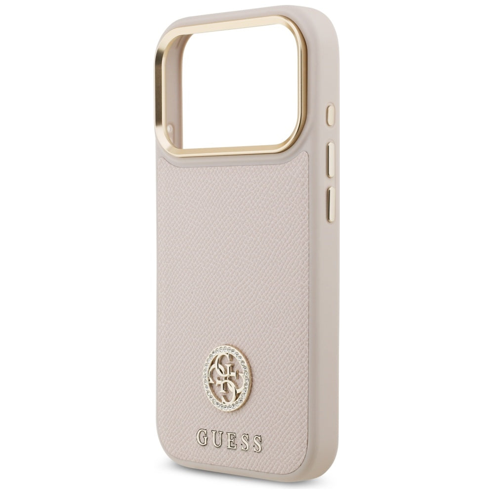 Capa MagSafe para Apple iPhone 17 Pro, Guess, Grained Strass Logo, Rosa