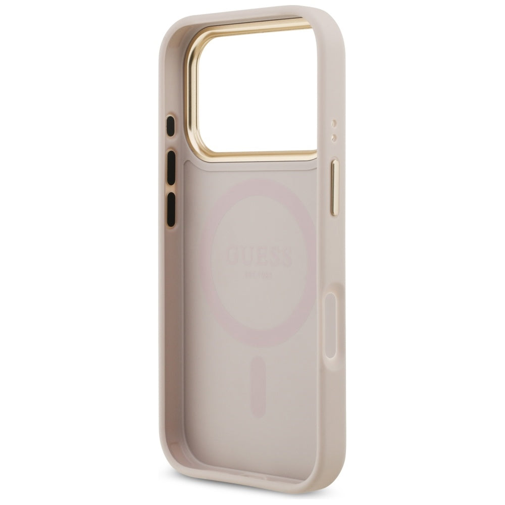Capa MagSafe para Apple iPhone 17 Pro, Guess, Grained Strass Logo, Rosa