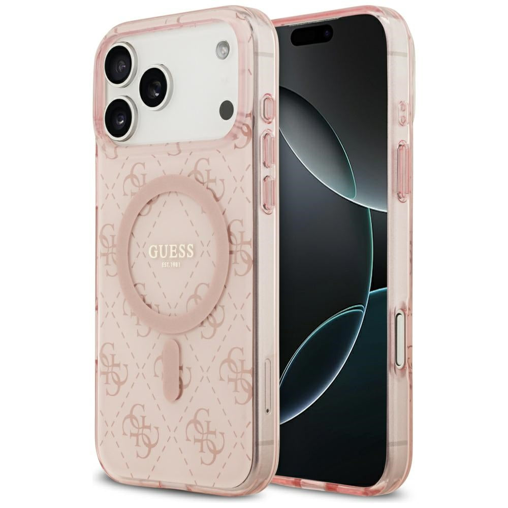 Capa MagSafe para Apple iPhone 17 Pro, Guess, IML 4G Background, Rosa
