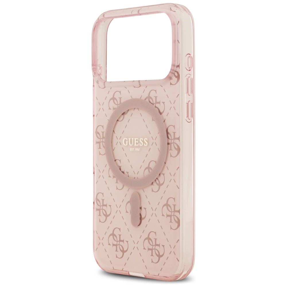 Capa MagSafe para Apple iPhone 17 Pro, Guess, IML 4G Background, Rosa