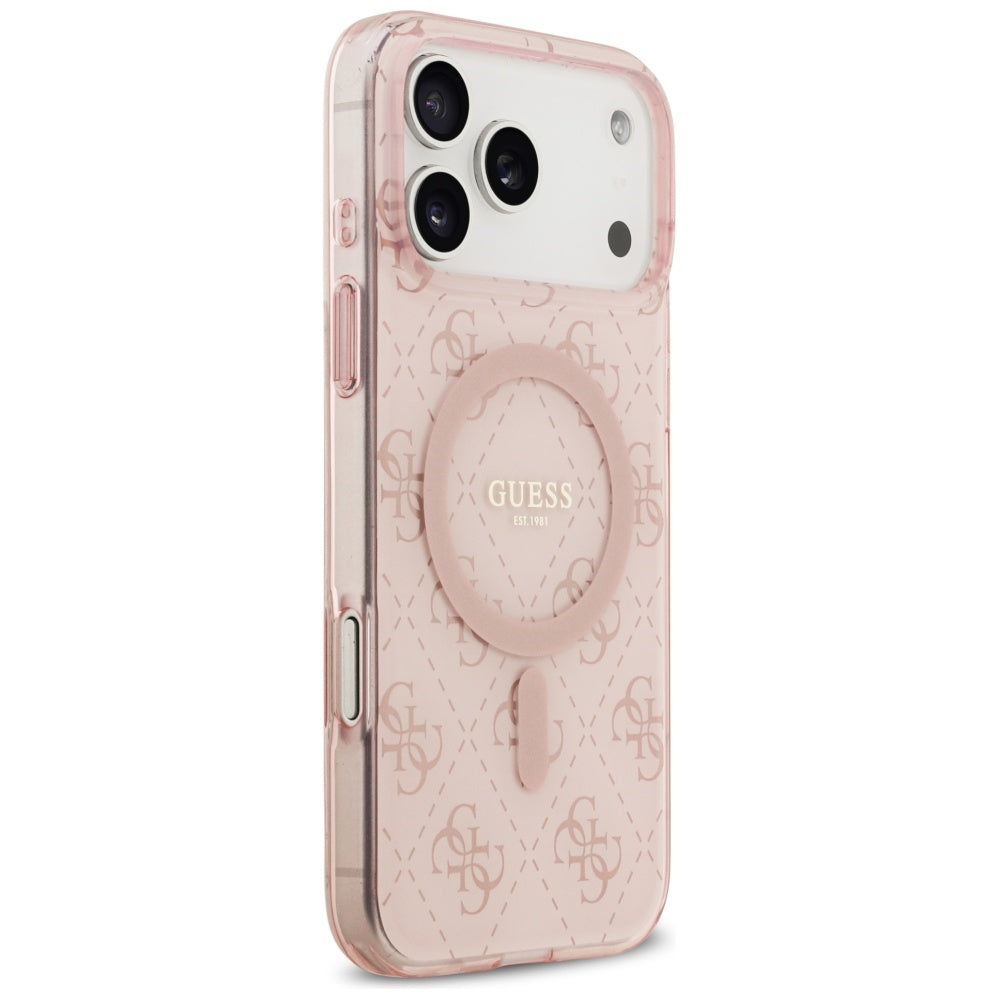 Capa MagSafe para Apple iPhone 17 Pro, Guess, IML 4G Background, Rosa