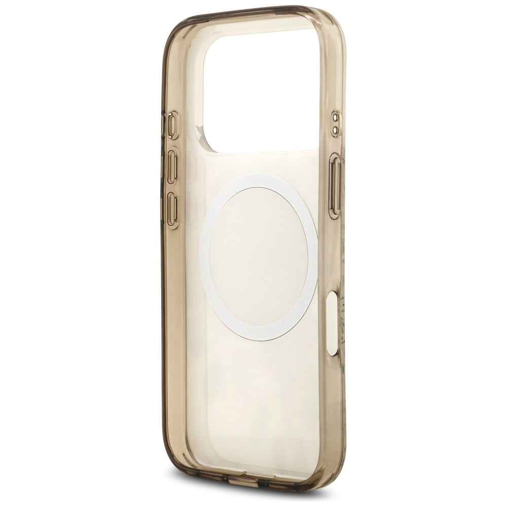 Capa MagSafe para Apple iPhone 17 Pro, Guess, IML Flower and Tonal Circle, Marrom