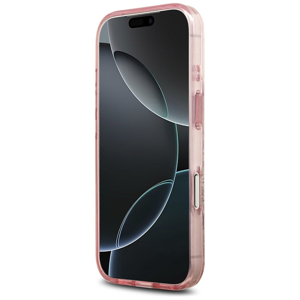 Capa MagSafe para Apple iPhone 17 Pro, Guess, IML Flower and Tonal Circle, Rosa