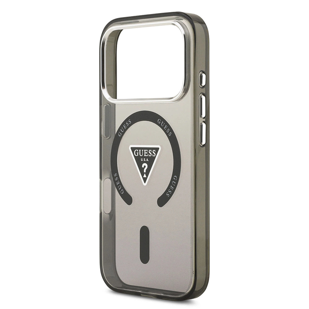 Capa MagSafe para Apple iPhone 17 Pro, Guess, Logo Triângulo Gradiente IML, Preta Prateada