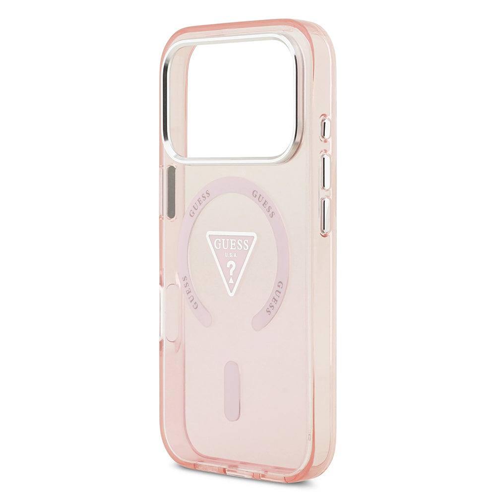 Capa MagSafe para Apple iPhone 17 Pro, Guess, IML Gradient Triangle Logo, Rosa