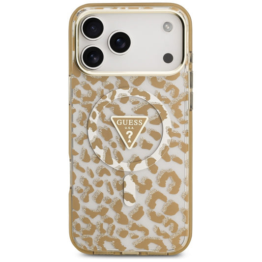 Capa MagSafe para Apple iPhone 17 Pro, Guess, Leopard Glitter, Marrom