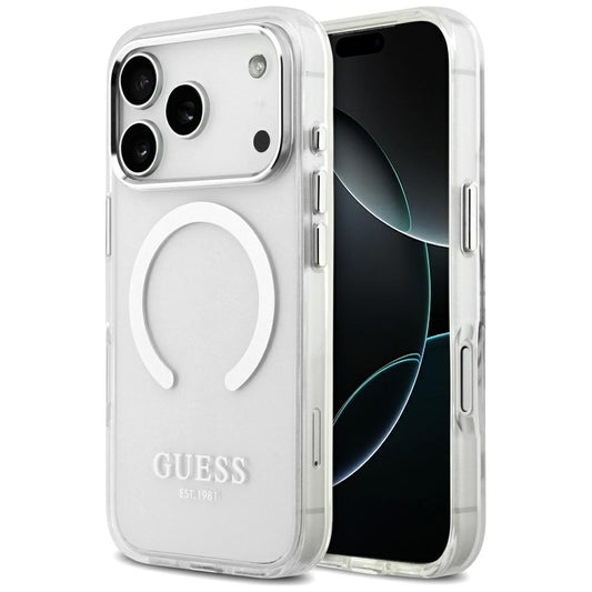 Capa MagSafe para Apple iPhone 17 Pro, Guess, Metal Outline, Prateada