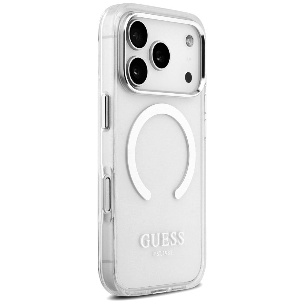Capa MagSafe para Apple iPhone 17 Pro, Guess, Metal Outline, Prateada