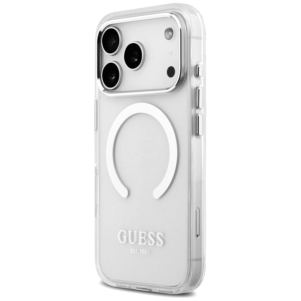 Capa MagSafe para Apple iPhone 17 Pro, Guess, Metal Outline, Prateada