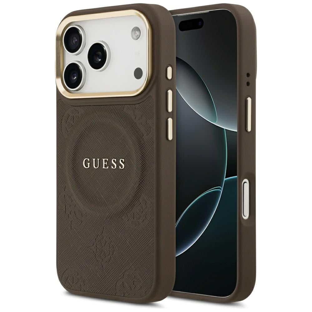 Capa MagSafe para Apple iPhone 17 Pro, Guess, Peony Hot Stamp, Marrom