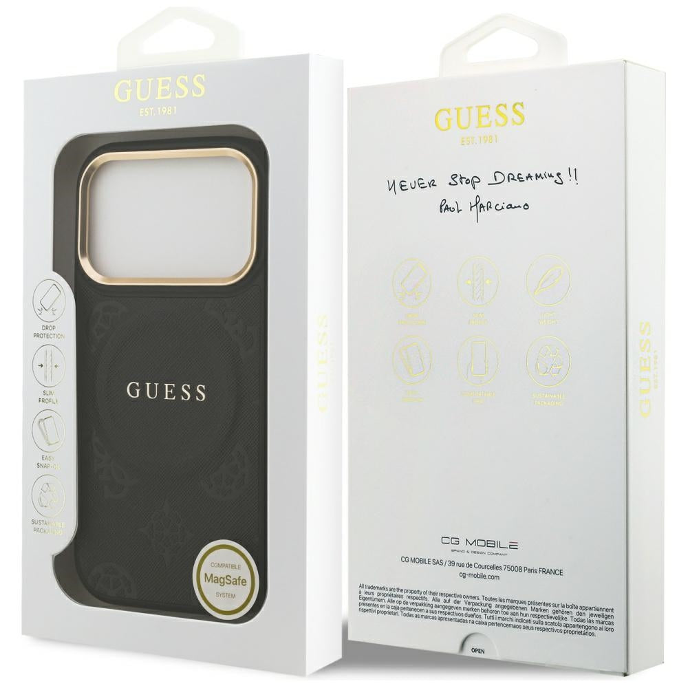 Capa MagSafe para Apple iPhone 17 Pro, Guess, Peony Hot Stamp, Preta