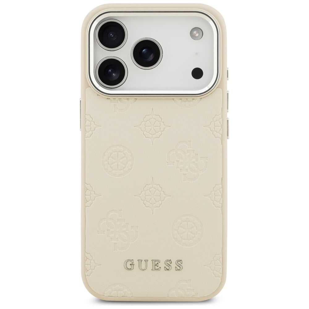 Capa MagSafe para Apple iPhone 17 Pro, Guess, Peony Hot Stamp Script, Bege