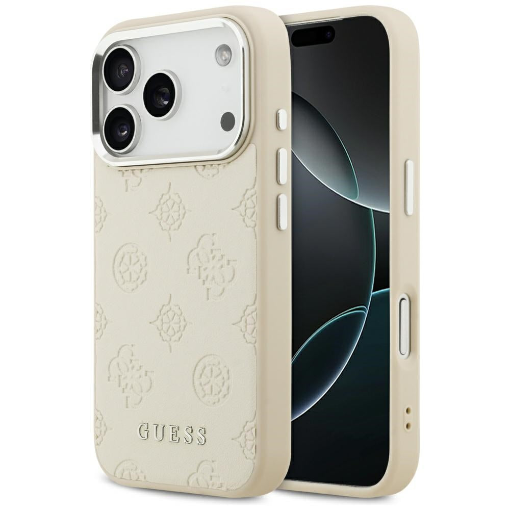Capa MagSafe para Apple iPhone 17 Pro, Guess, Peony Hot Stamp Script, Bege