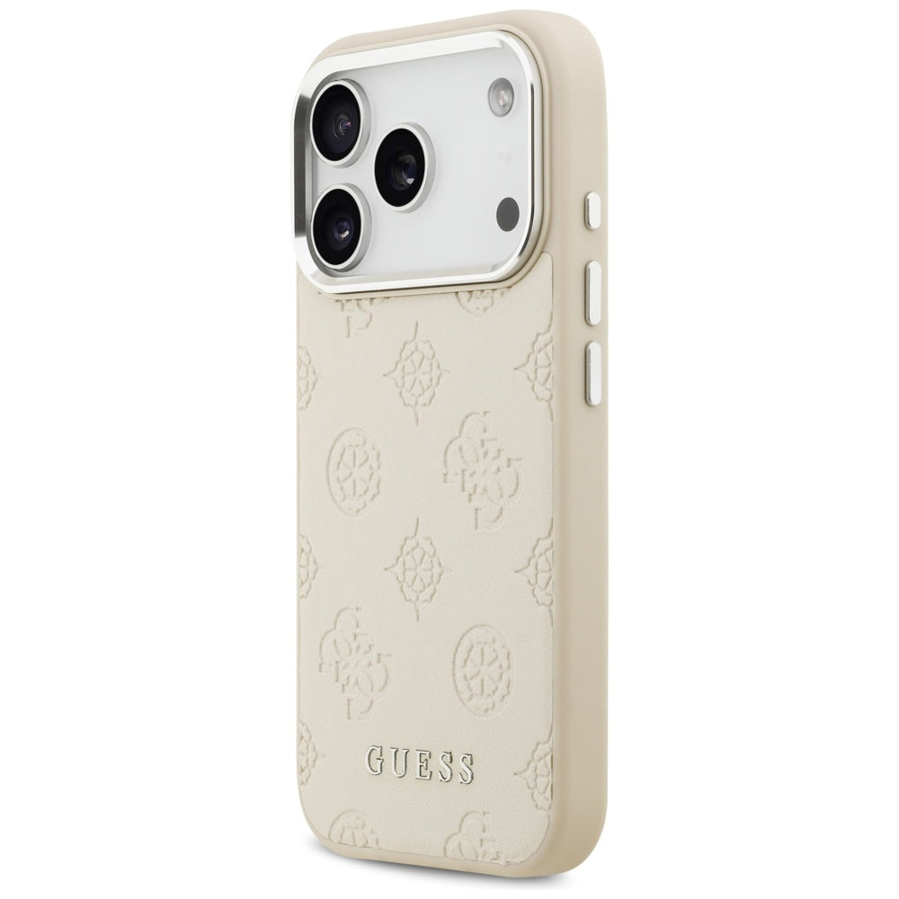 Capa MagSafe para Apple iPhone 17 Pro, Guess, Peony Hot Stamp Script, Bege