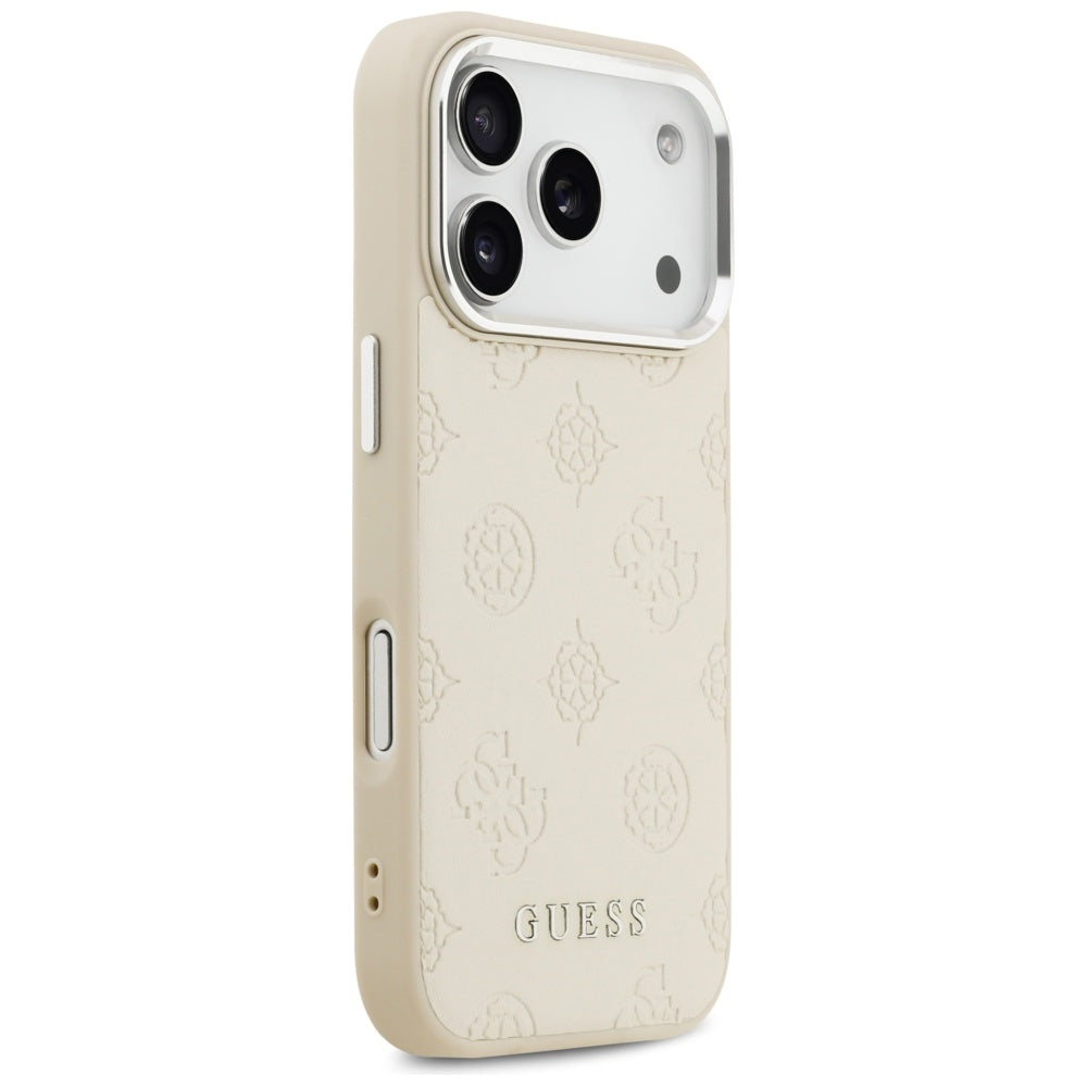 Capa MagSafe para Apple iPhone 17 Pro, Guess, Peony Hot Stamp Script, Bege
