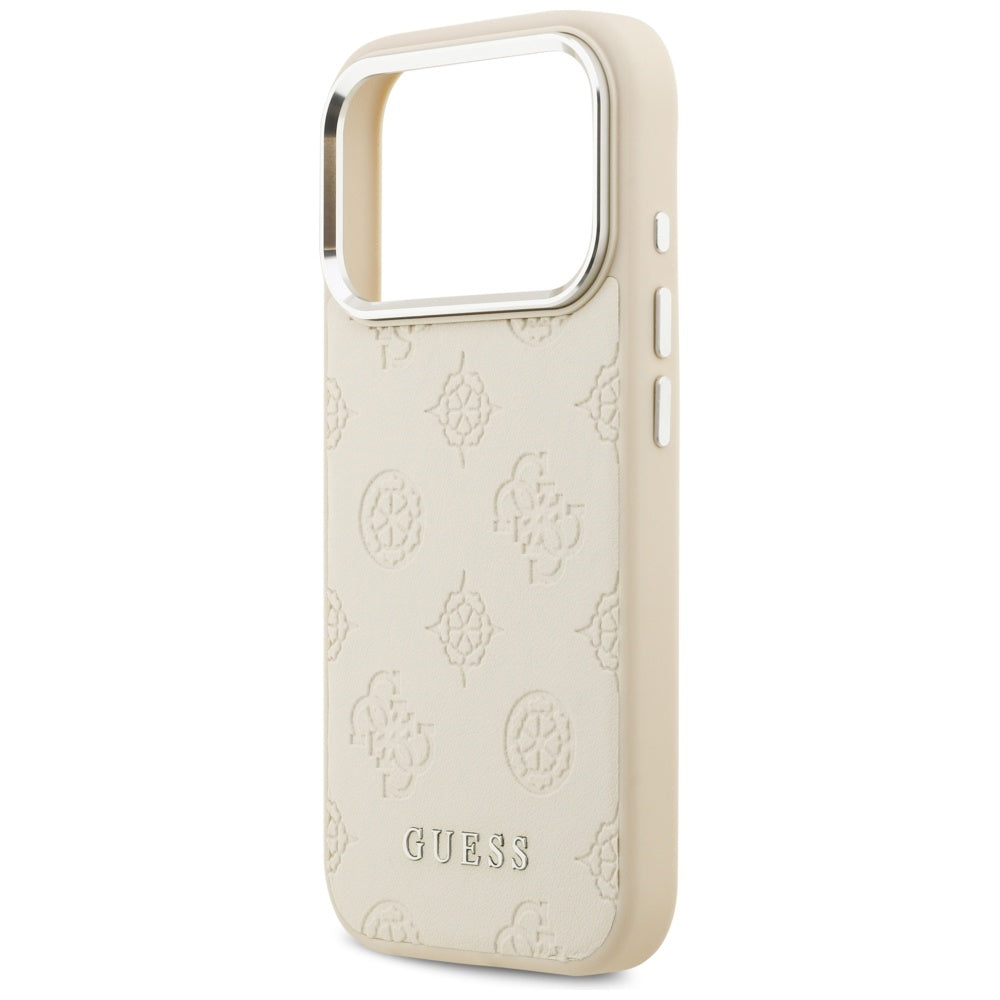 Capa MagSafe para Apple iPhone 17 Pro, Guess, Peony Hot Stamp Script, Bege