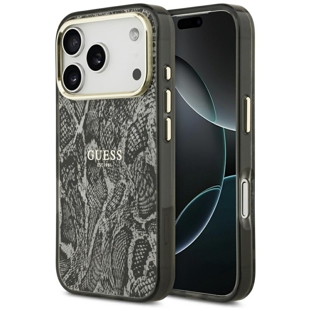 Capa MagSafe para Apple iPhone 17 Pro, Guess, Padrão Python, Preta