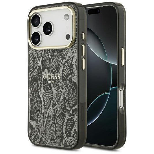 Capa MagSafe para Apple iPhone 17 Pro, Guess, Padrão Python, Preta
