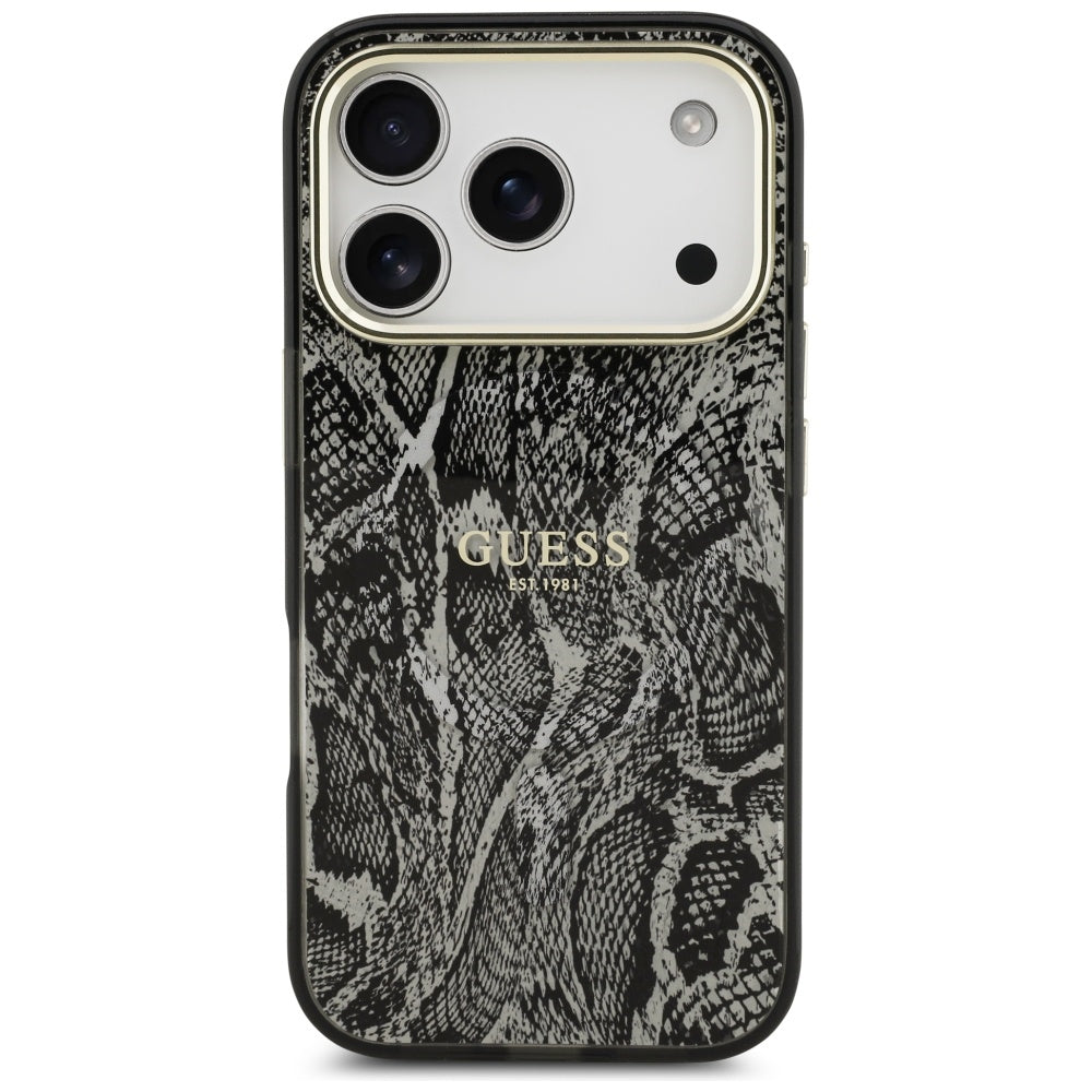 Capa MagSafe para Apple iPhone 17 Pro, Guess, Padrão Python, Preta