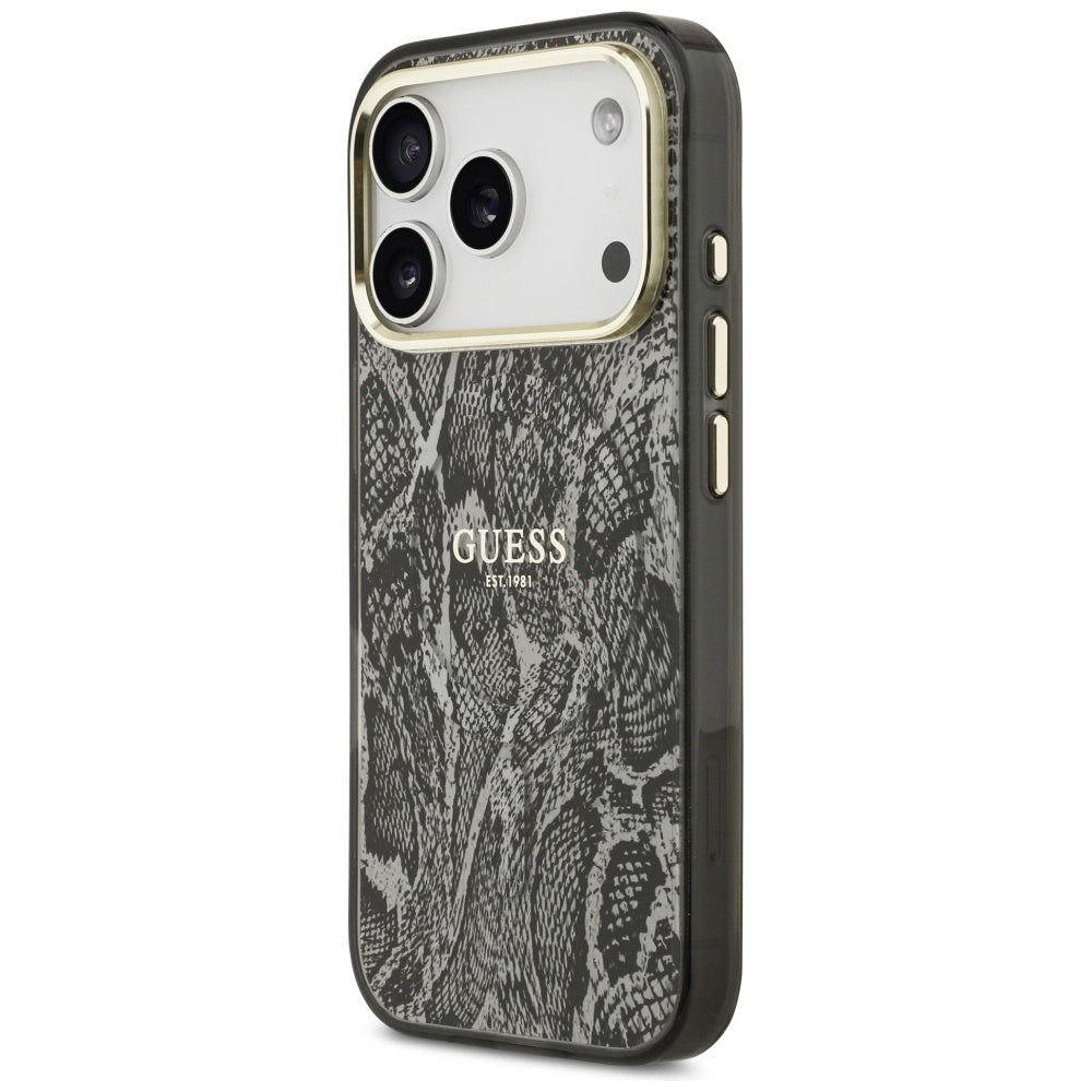 Capa MagSafe para Apple iPhone 17 Pro, Guess, Padrão Python, Preta