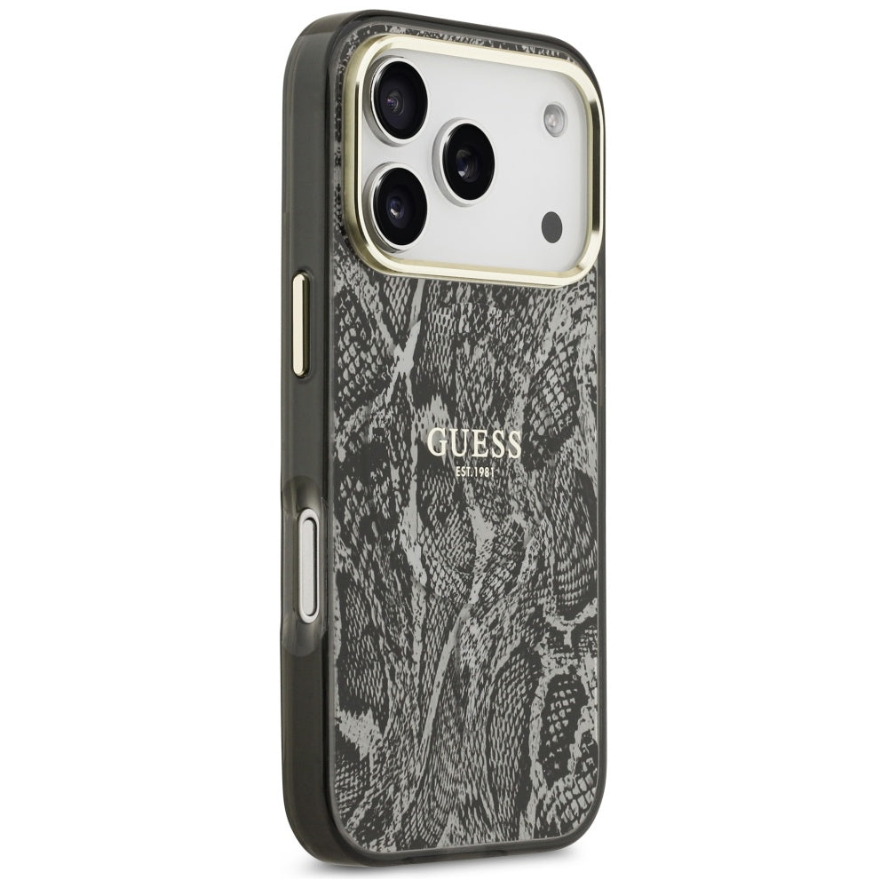 Capa MagSafe para Apple iPhone 17 Pro, Guess, Padrão Python, Preta