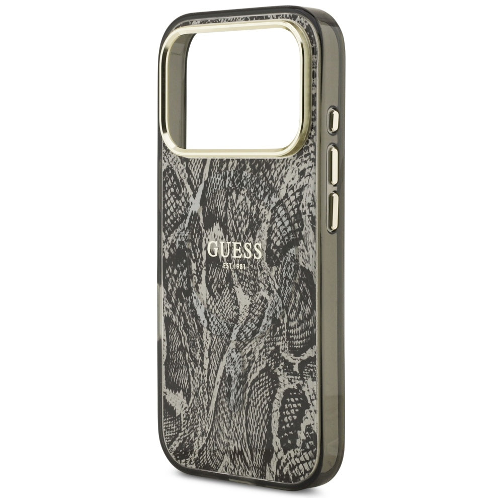 Capa MagSafe para Apple iPhone 17 Pro, Guess, Padrão Python, Preta