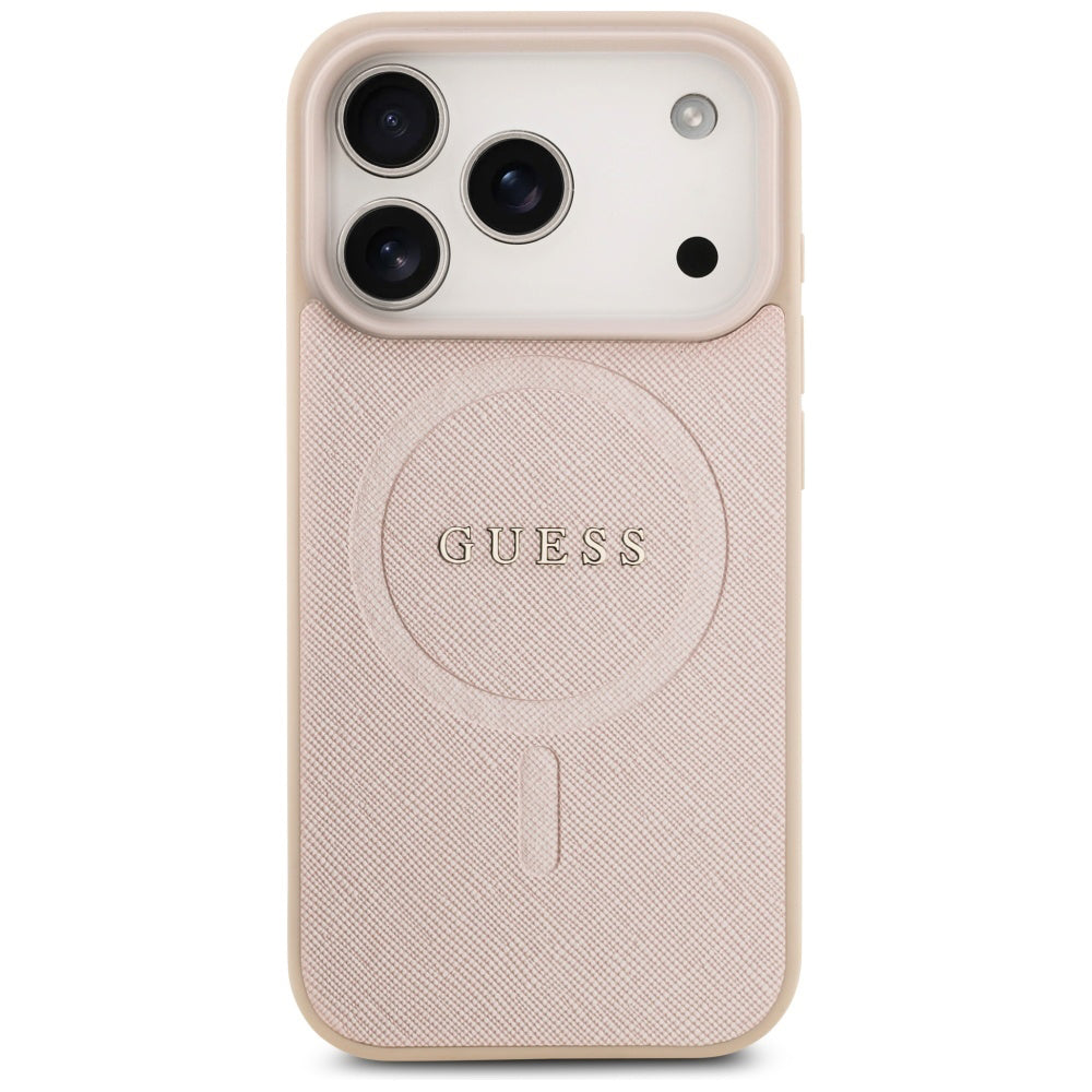 Capa MagSafe para Apple iPhone 17 Pro, Guess, Saffiano Classic Logo, Rosa