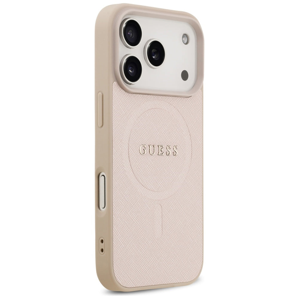 Capa MagSafe para Apple iPhone 17 Pro, Guess, Saffiano Classic Logo, Rosa