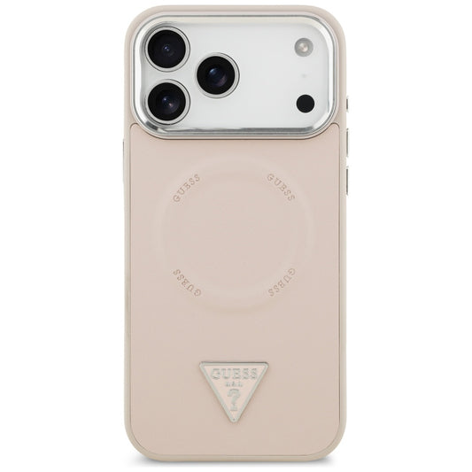 Capa MagSafe para Apple iPhone 17 Pro, Guess, Logotipo Triangular, Rosa Prateado