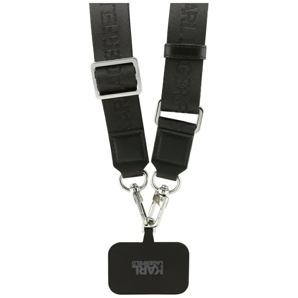 Capa MagSafe para Apple iPhone 17 Pro, Karl Lagerfeld, Big Strap Choupette Metal Logo, Preta