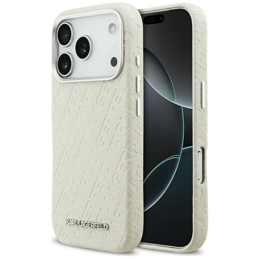 Capa MagSafe para Apple iPhone 17 Pro, Karl Lagerfeld, FW Stamped Karl, Bege
