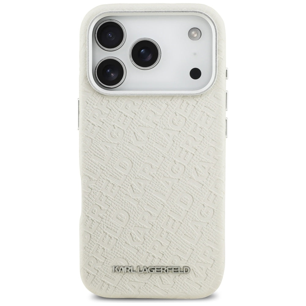 Capa MagSafe para Apple iPhone 17 Pro, Karl Lagerfeld, FW Stamped Karl, Bege