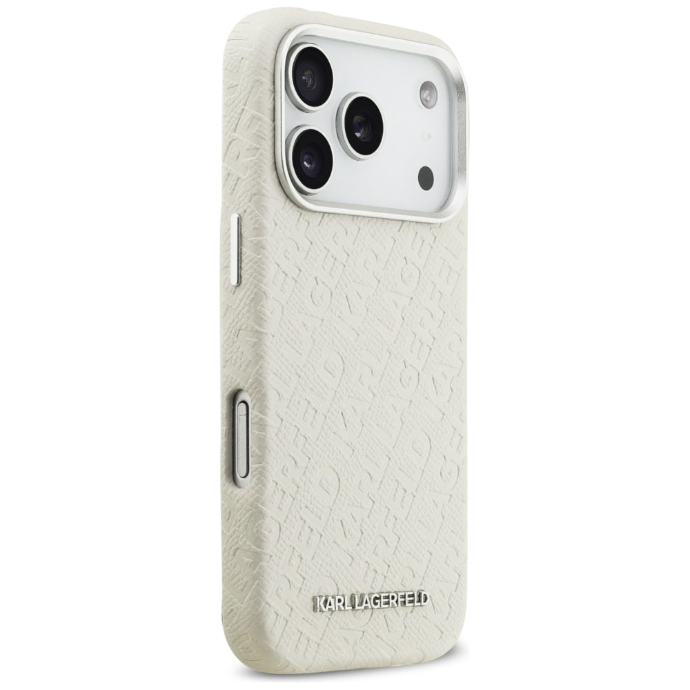 Capa MagSafe para Apple iPhone 17 Pro, Karl Lagerfeld, FW Stamped Karl, Bege