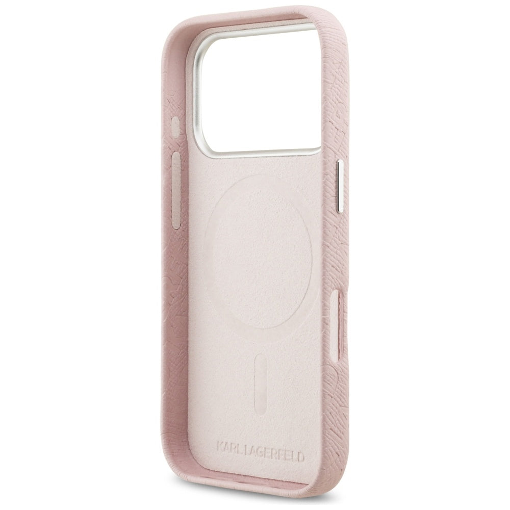 Capa MagSafe para Apple iPhone 17 Pro, Karl Lagerfeld, FW Stamped Karl, Rosa