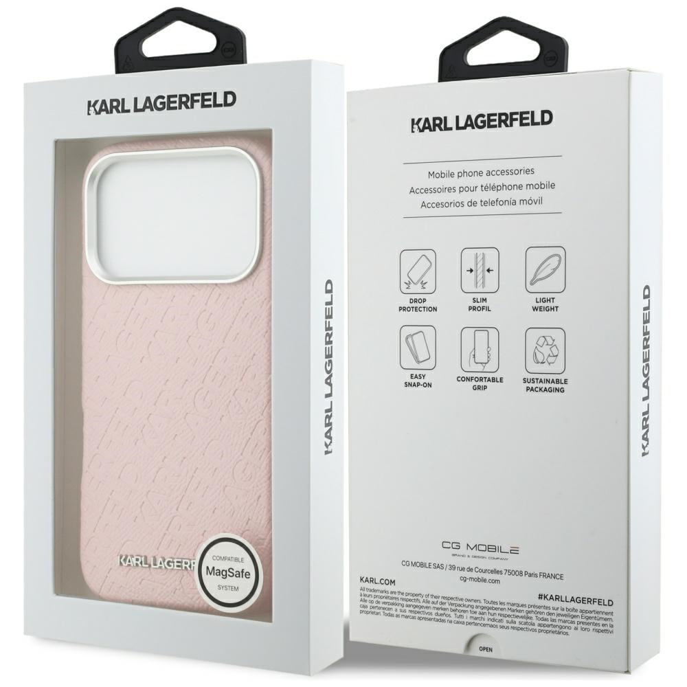 Capa MagSafe para Apple iPhone 17 Pro, Karl Lagerfeld, FW Stamped Karl, Rosa