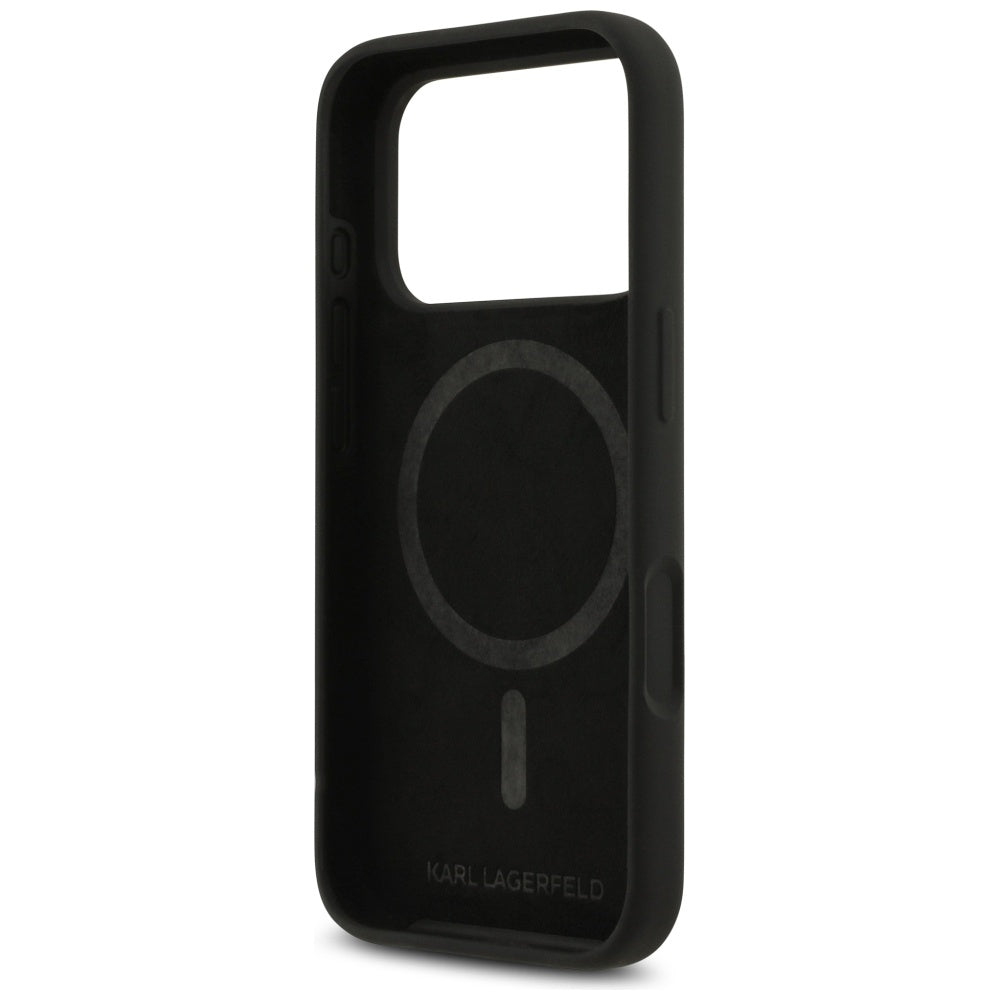 Capa MagSafe para Apple iPhone 17 Pro, Karl Lagerfeld, Logo Heart Sign, Preta.