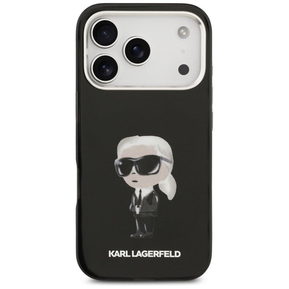Capa MagSafe para Apple iPhone 17 Pro, Karl Lagerfeld, IML Aquarelle Karl Ikonik, Preta