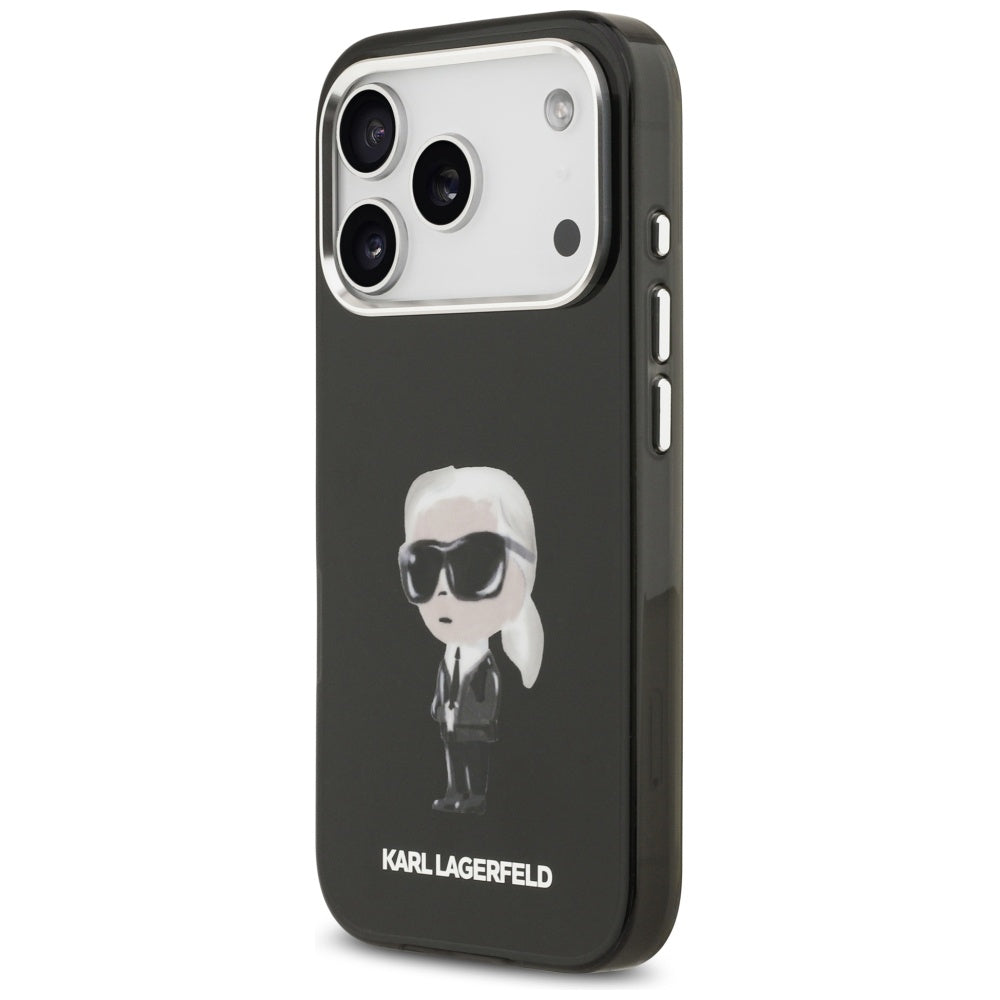 Capa MagSafe para Apple iPhone 17 Pro, Karl Lagerfeld, IML Aquarelle Karl Ikonik, Preta