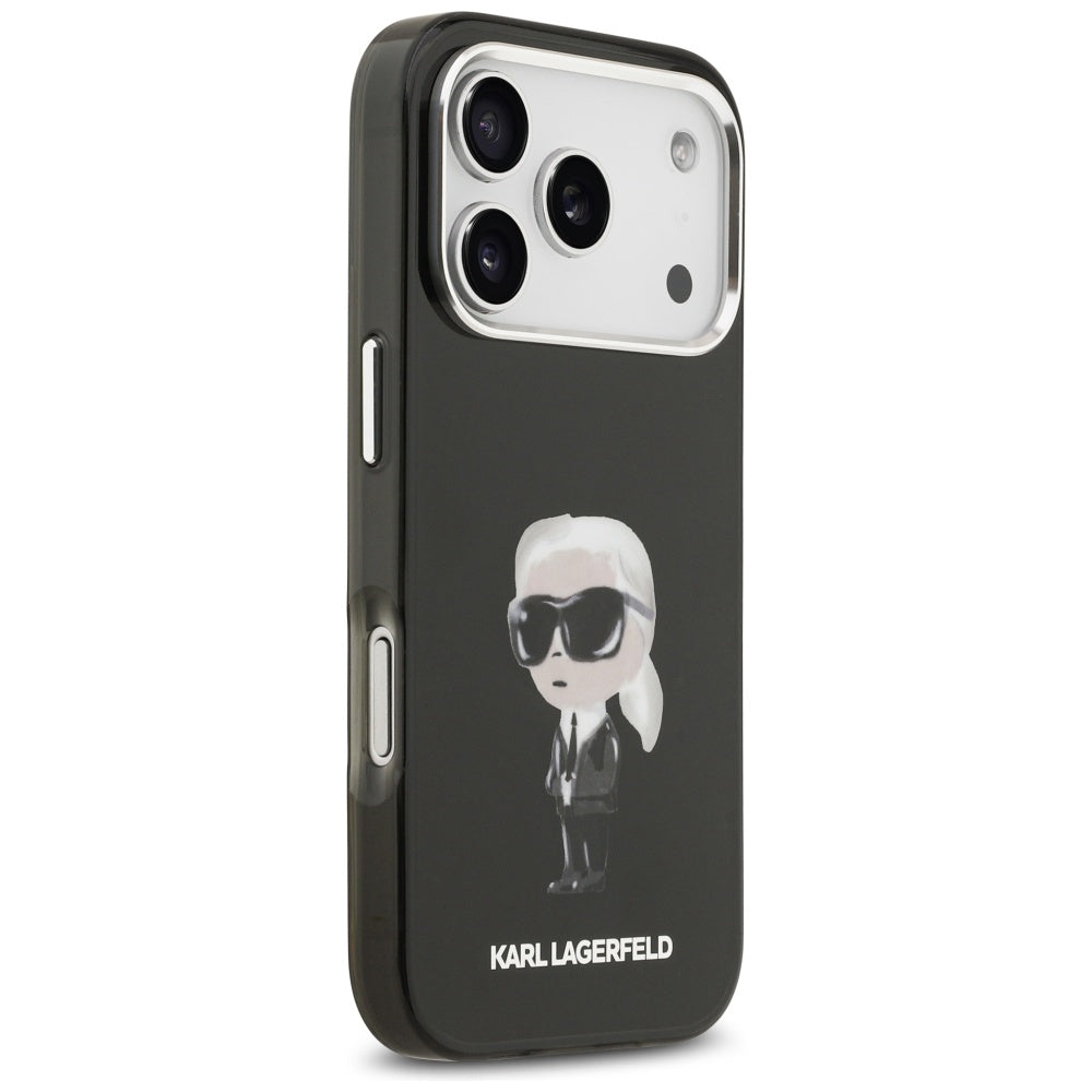 Capa MagSafe para Apple iPhone 17 Pro, Karl Lagerfeld, IML Aquarelle Karl Ikonik, Preta