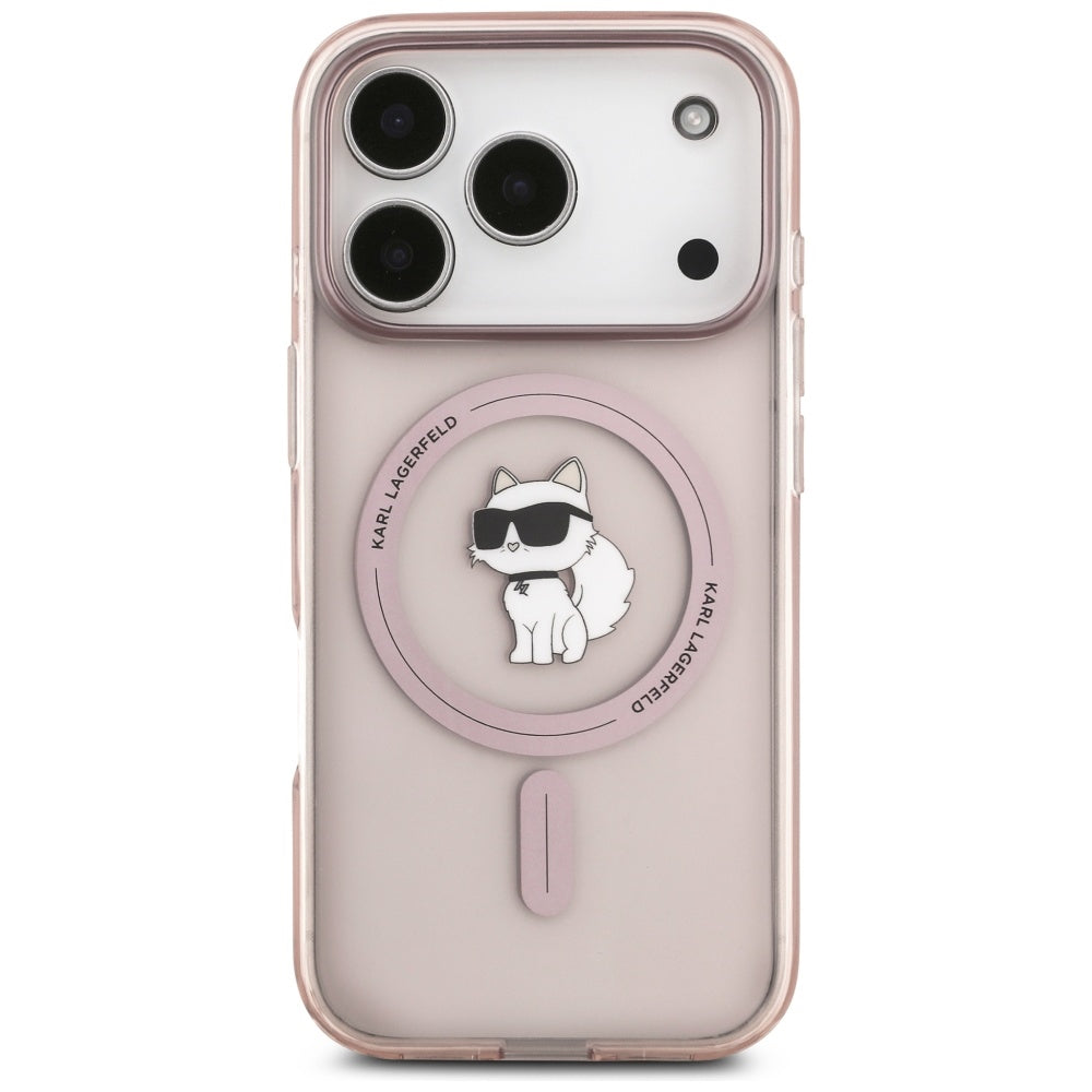 Capa MagSafe para Apple iPhone 17 Pro, Karl Lagerfeld, IML Choupette, Rosa
